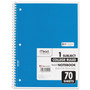 Mead Spiral Notebook, 3-Hole Punched, 1-Subject, Medium/College Rule, Randomly Assorted Cover Color, (70) 10.5 x 7.5 Sheets View Product Image