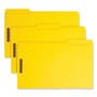Smead Top Tab Colored Fastener Folders, 0.75" Expansion, 2 Fasteners, Legal Size, Yellow Exterior, 50/Box View Product Image