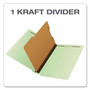 Pendaflex End Tab Classification Folders, 2" Expansion, 1 Divider, 4 Fasteners, Legal Size, Pale Green Exterior, 10/Box View Product Image