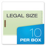Pendaflex End Tab Classification Folders, 2" Expansion, 1 Divider, 4 Fasteners, Legal Size, Pale Green Exterior, 10/Box View Product Image