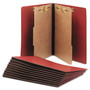AbilityOne 7530015567912, SKILCRAFT Pressboard Top Tab Classification Folder, 2 Dividers, 6 Fasteners, Letter Size, Earth Red, 10/Box Product Image 