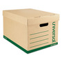 Universal Recycled Heavy-Duty Record Storage Box, Letter/Legal Files, Kraft/Green, 12/Carton View Product Image