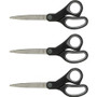 Sparco Straight Scissors w/Rubber Grip Handle - 8" Overall Length - Straight - Stainless Steel - Black, Gray Product Image 