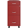 NuSparc Mobile File Cabinet - 14.2" Width x 18" Depth x 29.5" Height - 3 x Drawer(s) for File, Box - Letter - Mobility, Locking Drawer, Glide Suspension, 3/4 Drawer Extension, Cam Lock, Nonporous Surface - Red Product Image 