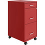 NuSparc Mobile File Cabinet - 14.2" Width x 18" Depth x 29.5" Height - 3 x Drawer(s) for File, Box - Letter - Mobility, Locking Drawer, Glide Suspension, 3/4 Drawer Extension, Cam Lock, Nonporous Surface - Red Product Image 