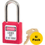 Master Lock Danger Red Safety Padlock - 0.25" Shackle Diameter - Red Product Image 