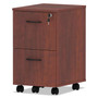 Alera Valencia Series Mobile Pedestal, Left or Right, 2 Legal/Letter-Size File Drawers, Medium Cherry, 15.38" x 20" x 26.63" View Product Image