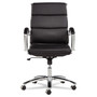 Alera Neratoli Mid-Back Slim Profile Chair, Faux Leather, Supports Up to 275 lb, Black Seat/Back, Chrome Base (ALENR4219) View Product Image