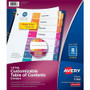 Avery Ready Index Customizable TOC Dividers - 192 x Divider(s) - 1-8 - 8 Tab(s)/Set - 8.5" Divider Width x 11" Divider Length - 3 Hole Punched Product Image 