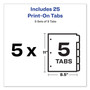 Avery Customizable Print-On Dividers, 3-Hole Punched, 5-Tab, 11 x 8.5, White, 5 Sets (AVE11515) View Product Image