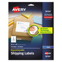 Avery Repositionable Shipping Labels w/SureFeed, Inkjet, 3.33 x 4, White, 150/Box View Product Image