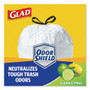 Glad OdorShield Tall Kitchen Drawstring Bags, 13 gal, 0.95 mil, 24" x 27.38", White, 80 Bags/Box, 3 Boxes/Carton (CLO78900) View Product Image
