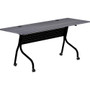 Lorell Flip Top Training Table - Charcoal Rectangle, Melamine Top - Black Four Leg Base - 4 Legs x 72" Table Top Width x 23.60" Table Top Depth - 29.50" Height - Melamine Product Image 