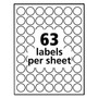 Avery Removable Multi-Use Labels, Inkjet/Laser Printers, 1" dia, White, 63/Sheet, 15 Sheets/Pack (AVE6450) View Product Image