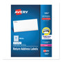 Avery White Address Labels w/ Sure Feed Technology for Laser Printers, Laser Printers, 0.5 x 1.75, White, 80/Sheet, 250 Sheets/Box View Product Image