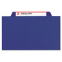 Smead 6-Section Pressboard Top Tab Pocket Classification Folders, 6 SafeSHIELD Fasteners, 2 Dividers, Letter Size, Dark Blue, 10/BX View Product Image