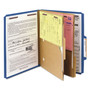 Smead 6-Section Pressboard Top Tab Pocket Classification Folders, 6 SafeSHIELD Fasteners, 2 Dividers, Letter Size, Dark Blue, 10/BX View Product Image