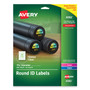 Avery Round Print-to-the Edge Labels with SureFeed and EasyPeel, 1.67" dia, Glossy Clear, 500/PK View Product Image