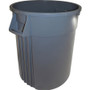 Genuine Joe Heavy-Duty Trash Container - 32 gal Capacity - Side Handle, Venting Channel - Plastic - Gray - (GJO60463CT) Product Image 