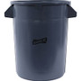 Genuine Joe Heavy-Duty Trash Container - 32 gal Capacity - Side Handle, Venting Channel - Plastic - Gray - (GJO60463CT) Product Image 