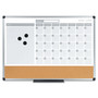 MasterVision 3-in-1 Planner Board, 24 x 18, Tan/White/Blue Surface, Silver Aluminum Frame (BVCMB3507186) View Product Image