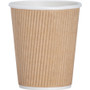 Genuine Joe 8 oz Rippled Hot Cups - 8 fl oz - Brown - Hot Drink, Beverage - 25/Pack - (GJO11255BD) Product Image 