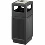 Safco Recessed Panels Waste Receptacle - 15 gal Capacity - 32.8" Height x 13.8" Width x 13.8" Depth - Polyethylene - Black Product Image 
