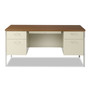 Alera Double Pedestal Steel Desk, 60" x 30" x 29.5", Cherry/Putty, Chrome-Plated Legs View Product Image