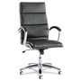 Alera Neratoli High-Back Slim Profile Chair, Faux Leather, 275 lb Cap, 17.32" to 21.25" Seat Height, Black Seat/Back, Chrome View Product Image