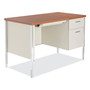 Alera Single Pedestal Steel Desk, 45.25" x 24" x 29.5", Cherry/Putty (ALESD4524PC) View Product Image