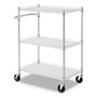 Alera Three-Shelf Wire Cart with Liners, Metal, 3 Shelves, 600 lb Capacity, 34.5" x 18" x 40", Silver (ALESW333018SR) View Product Image