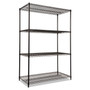 Alera NSF Certified Industrial Four-Shelf Wire Shelving Kit, 48w x 24d x 72h, Black (ALESW504824BL) View Product Image