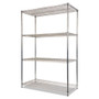 Alera NSF Certified Industrial Four-Shelf Wire Shelving Kit, 48w x 24d x 72h, Silver (ALESW504824SR) View Product Image