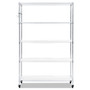 Alera 5-Shelf Wire Shelving Kit with Casters and Shelf Liners, 48w x 18d x 72h, Silver View Product Image