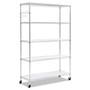 Alera 5-Shelf Wire Shelving Kit with Casters and Shelf Liners, 48w x 18d x 72h, Silver View Product Image