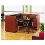 Alera Valencia Series Reception Desk with Transaction Counter, 71" x 35.5" x 29.5" to 42.5", Medium Cherry (ALEVA327236MC) View Product Image