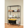 Alera NSF Certified 4-Shelf Wire Shelving Kit with Casters, 48w x 18d x 72h, Black View Product Image