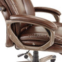 Alera Veon Series Executive High-Back Bonded Leather Chair, Supports Up to 275 lb, Brown Seat/Back, Bronze Base (ALEVN4159) View Product Image