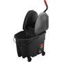 Rubbermaid Commercial WaveBrake Down Press Mop Bucket - 8.75 gal - Splash Resistant, Durable, Caster - 27.4" x 16.1" - Tubular Steel - Black Product Image 