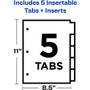 Avery Insertable Big Tab Dividers, 5-Tab, Double-Sided Gold Edge Reinforcing, 11 x 8.5, Buff, Clear Tabs, 1 Set View Product Image