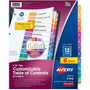 Avery Ready Index Table of Content Dividers for Laser and Inkjet Printers - 72 x Divider(s) - 1-12 - 12 Tab(s)/Set - 8.5" Divider Width x 11" Divider Length - 3 Hole Punched Product Image 
