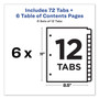 Avery Customizable TOC Ready Index Multicolor Tab Dividers, 12-Tab, 1 to 12, 11 x 8.5, White, Traditional Color Tabs, 6 Sets (AVE11196) View Product Image