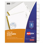 Avery Insertable Big Tab Dividers, 5-Tab, Double-Sided Gold Edge Reinforcing, 11 x 8.5, White, Clear Tabs, 1 Set View Product Image