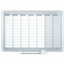 MasterVision Dry-erase Magnetic Planning Board - Weekly - 1 Week - Silver, White - Aluminum - 24" Height x 36" Width Product Image 