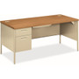 HON Metro Classic HP3266L Pedestal Desk - 29.5" Height x 66" Width x 30" Depth - 2 x Box, File Drawer(s)Left Side - Square Edge - Finish: Harvest, Putty Product Image 