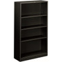 HON Brigade Steel Bookcase | 4 Shelves | 34-1/2"W | Black Finish - 4 Shelf(ves) - 59" Height x 34.50" Width x 12.62" Depth - Adjustable Shelf, Reinforced, Welded, Durable, Compact - Black - Steel Product Image 