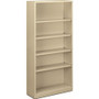 HON Brigade Steel Bookcase | 5 Shelves | 34-1/2"W | Putty Finish - 5 Shelf(ves) - 71" Height x 34.50" Width x 12.62" Depth - Adjustable Shelf, Reinforced, Welded, Durable, Compact - Steel Product Image 