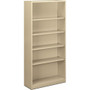 HON Brigade Steel Bookcase | 5 Shelves | 34-1/2"W | Putty Finish - 5 Shelf(ves) - 71" Height x 34.50" Width x 12.62" Depth - Adjustable Shelf, Reinforced, Welded, Durable, Compact - Steel Product Image 