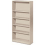 HON Brigade Steel Bookcase | 5 Shelves | 34-1/2"W | Light Gray Finish - 5 Shelf(ves) - 71" Height x 34.50" Width x 12.62" Depth - Adjustable Shelf, Reinforced, Welded, Durable, Compact - Steel Product Image 