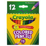 Crayola 12 Color Colored Pencils - 3.3 mm Violet Lead - Black Wood, Blue, Green, Brown, Orange, Red, Sky Blue, Violet, Yellow, Red Orange, Yellow Green, ... Barrel (CYO684112) Product Image 